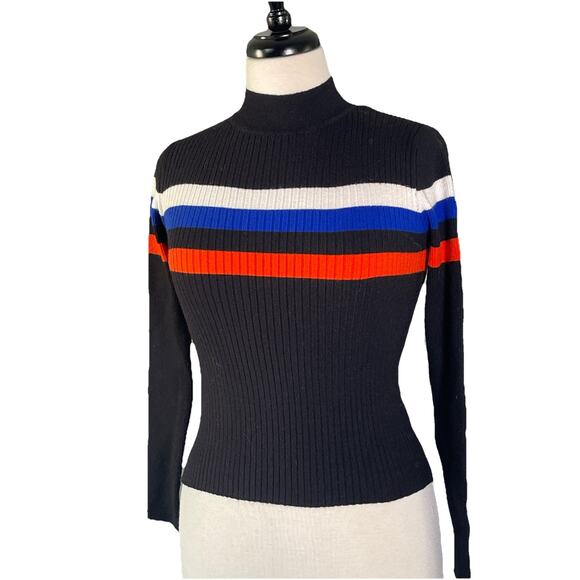 Forever 21 Women's Black Mock Neck Ribbed Sweaters Size S - Picture 1 of 4